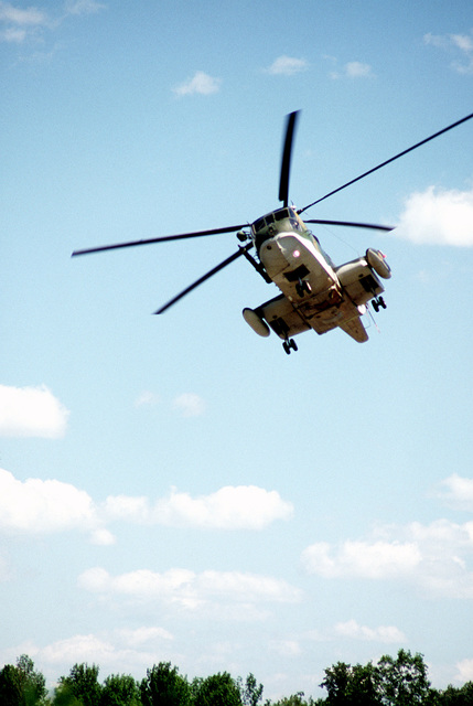 AN air-to-air front view of a CH-3 Jolly Green Giant helicopter from ...