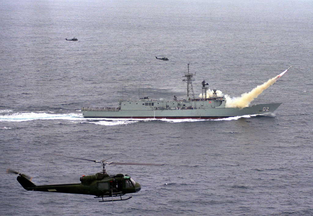 Aerial Starboard Beam View Of The Australian Frigate HMAS CANBERRA (F ...