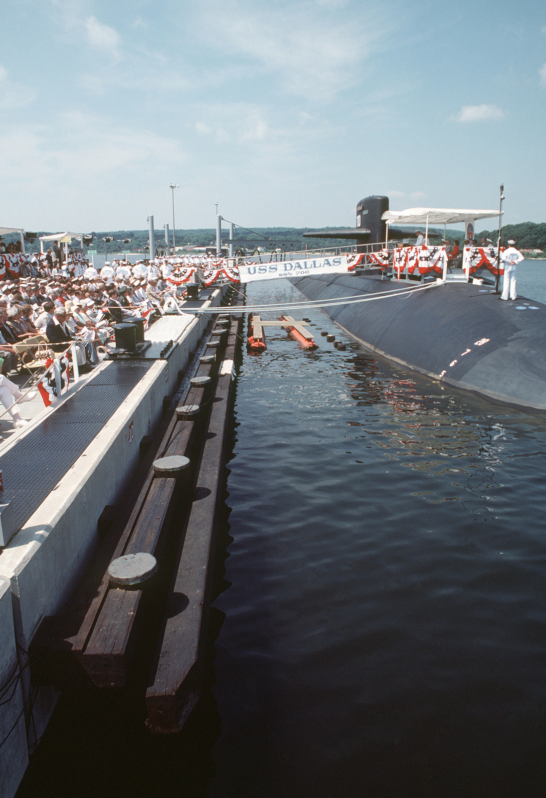 A Naval Officer Speaks During The Commissioning Of The Nuclear Powered Attack Submarine Uss