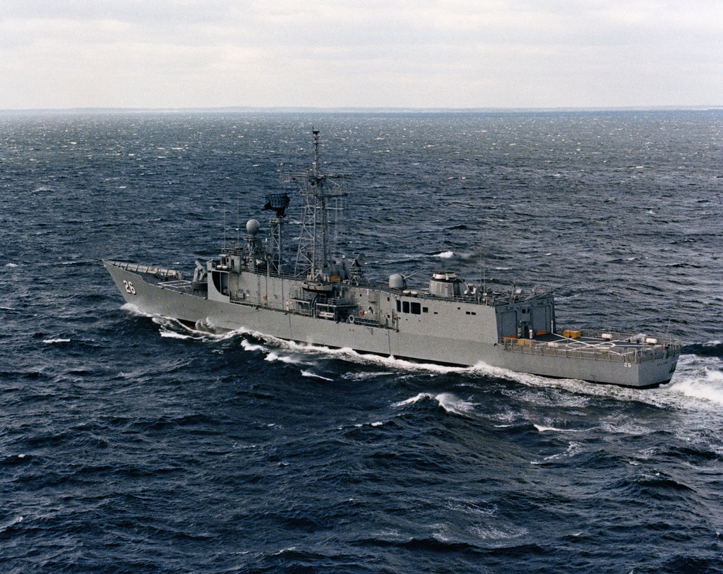 Aerial Port Quarter View Of The Oliver Hazard Perry Class Guided 