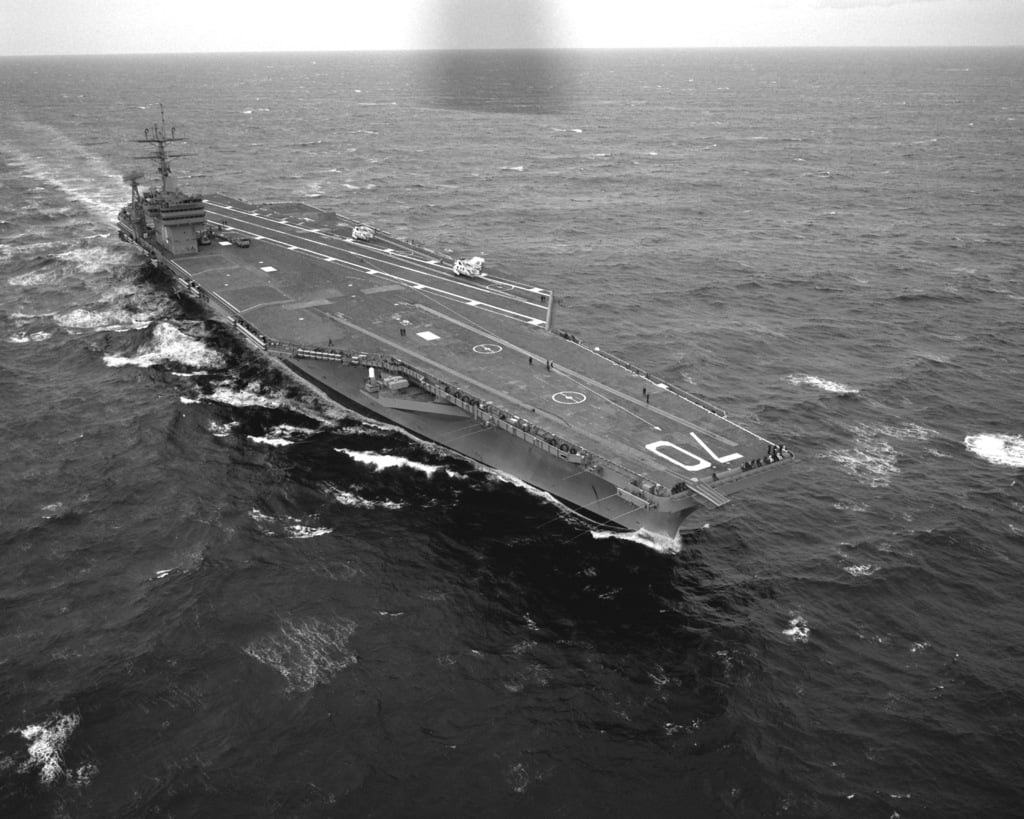 An Aerial Starboard Bow View Of The Nuclear-powered Aircraft Carrier 