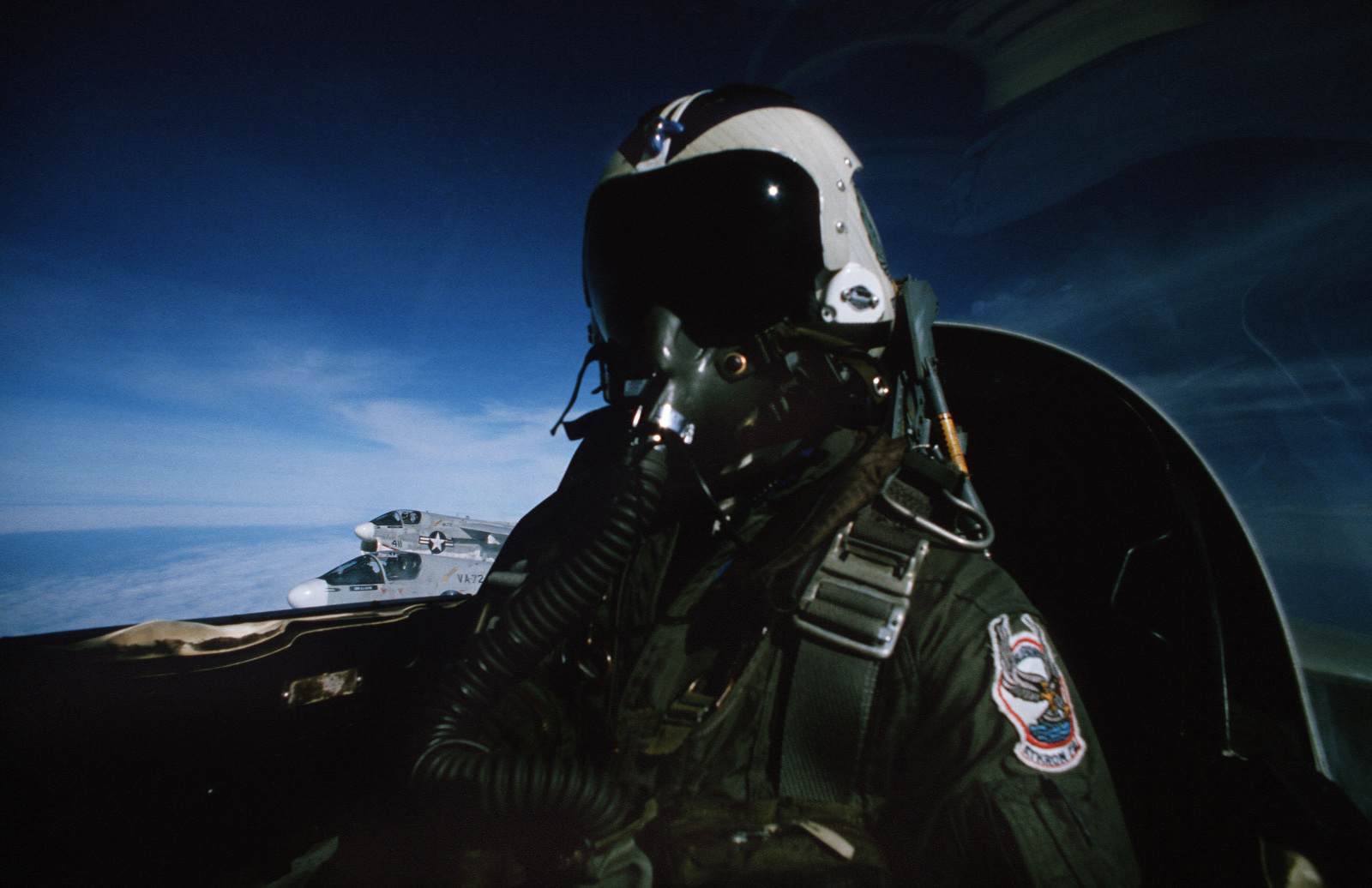 A View Of The Pilot From Inside The Cockpit Of An F 14 Tomcat