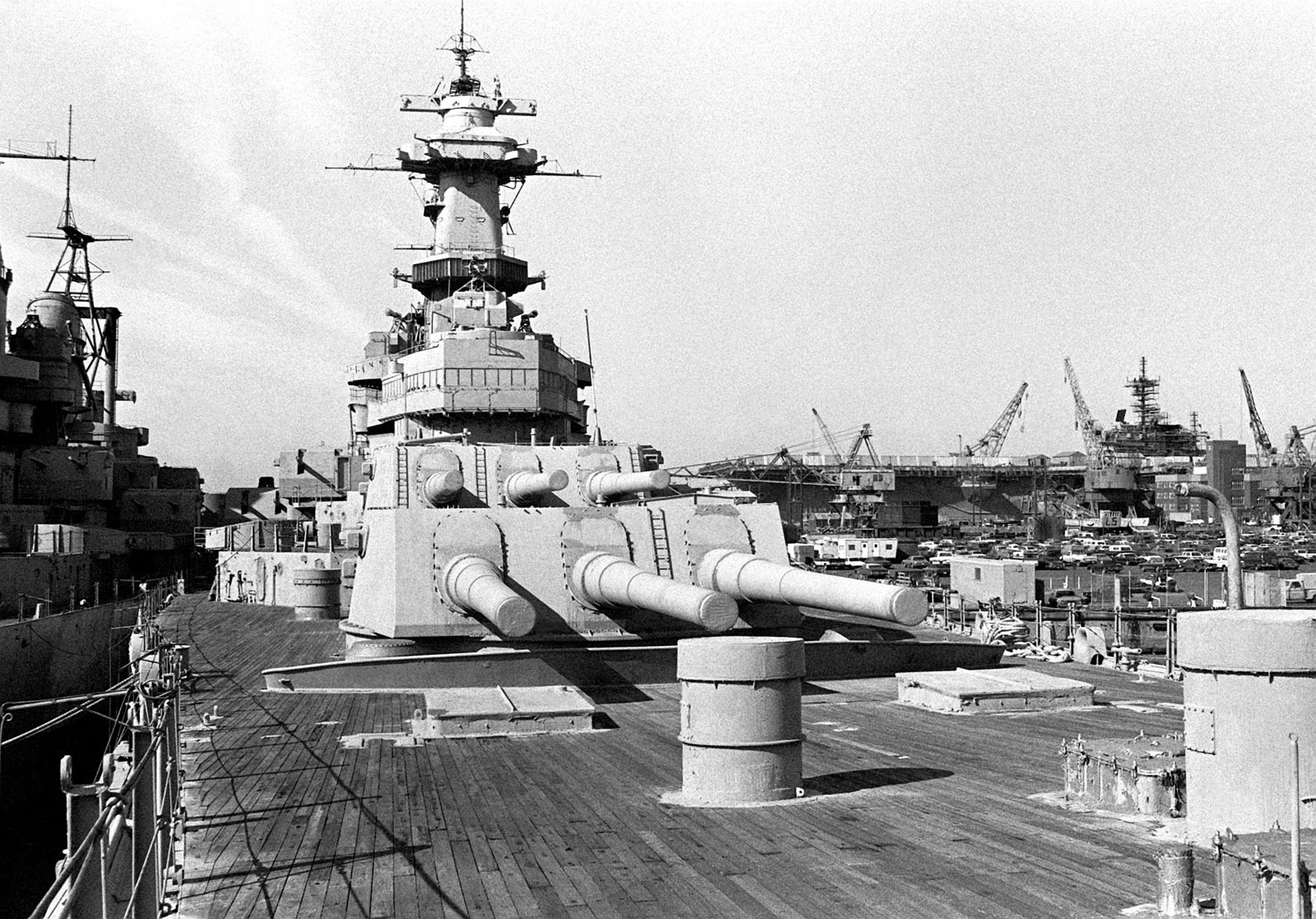 A view from the starboard bow looking aft at 