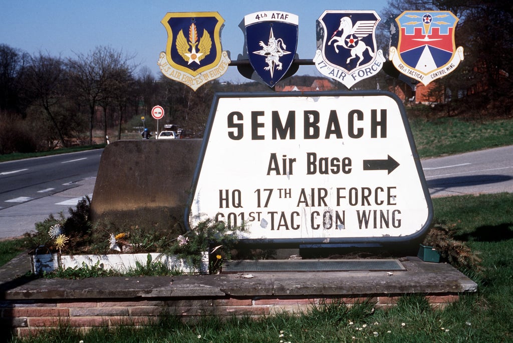 A Road Sign Points The Direction To Sembach Air Base, Headquarters For ...