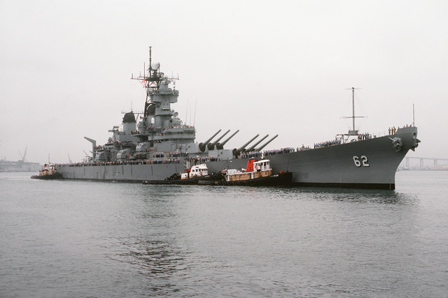 A Starboard Bow View Of The Battleship New Jersey (bb-62) Being 