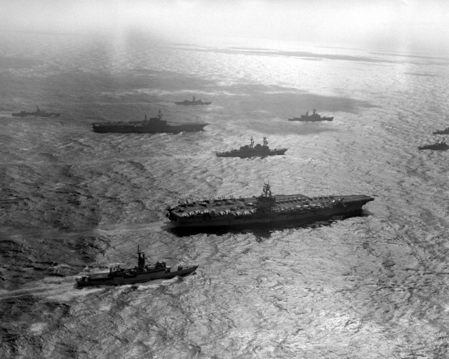 Aerial Starboard Side View Of The Nuclear Powered Aircraft Carrier Uss Enterprise Cvn 65 And 2495