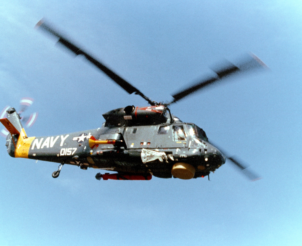 An air-to-air right underside view of an SH-2F light airborne multi ...