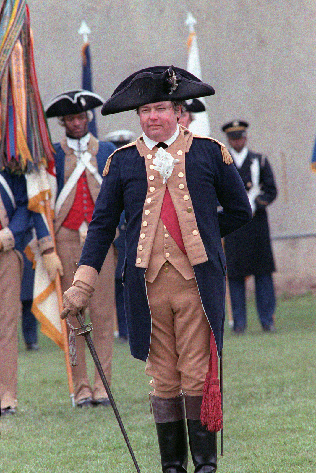 An officer dressed in the ceremonial uniform of the 1ST Maryland ...