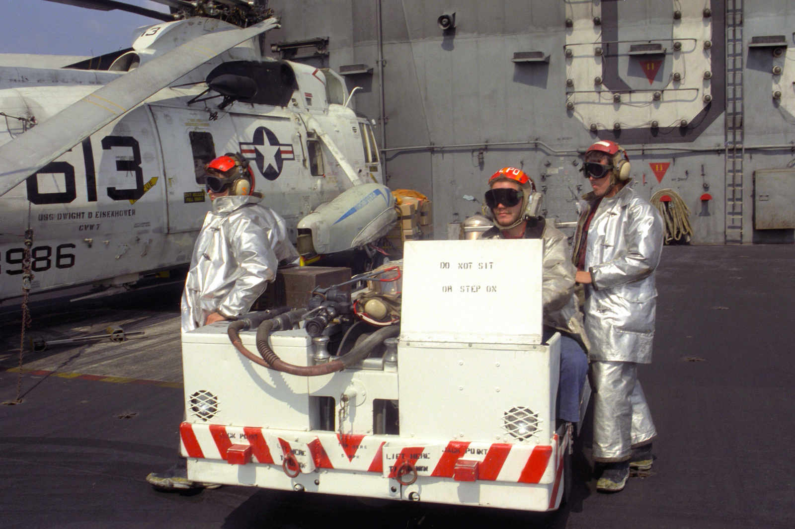 Flight Deck Firefighters Stand By Their P-16 Shipboard Firefighting And ...