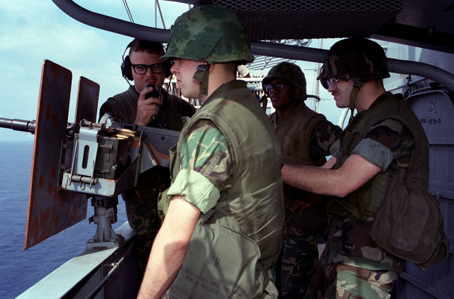 Members of the Marine detachment aboard the nuclear-powered aircraft ...