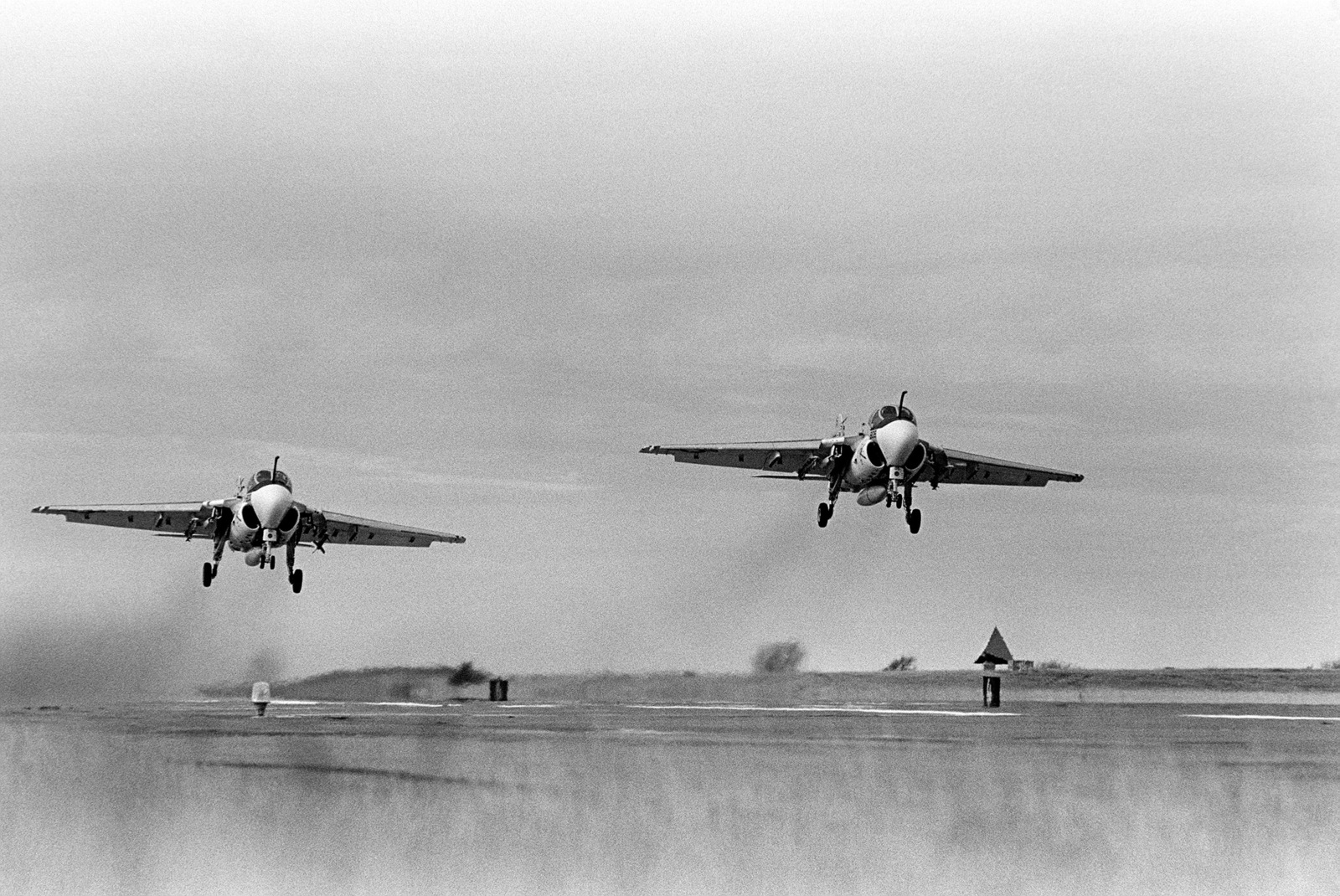 A front view of two A-6 Intruder aircraft as they take off - NARA ...