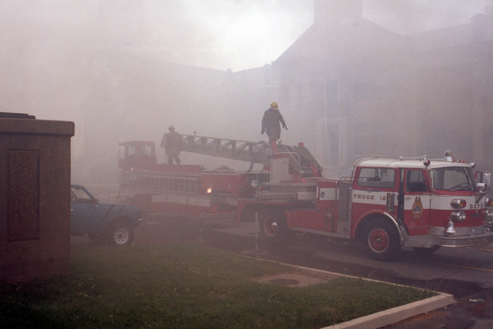 A District Of Columbia Fire Department Hook And Ladder Truck Is Visible 