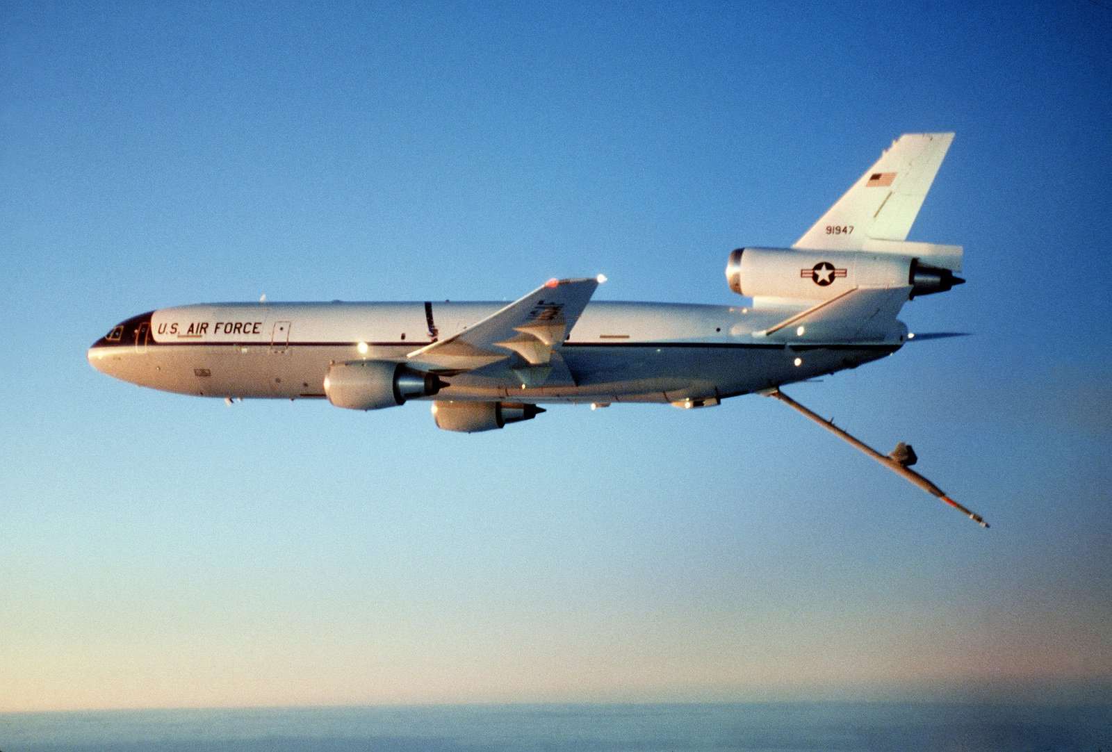 Air To Air Left Side View Of An Air Force Kc Extender Aircraft With