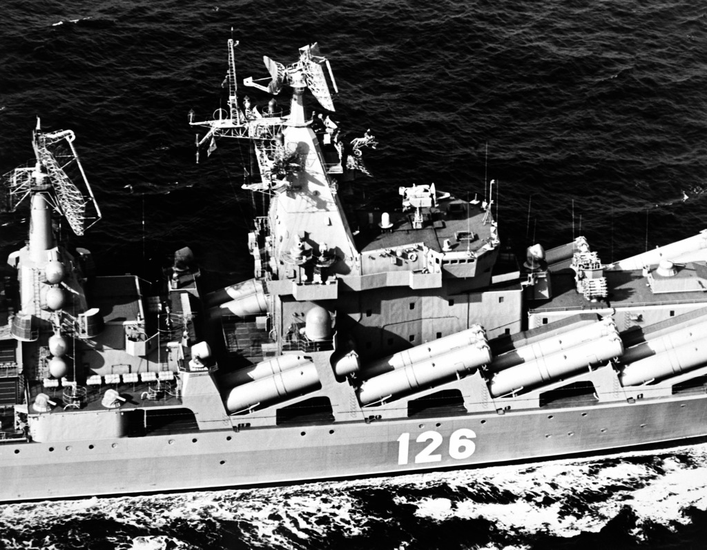 A Starboard Amidship View Of The Soviet Cruiser Slava The First Of Its Class Underway Nara 5342