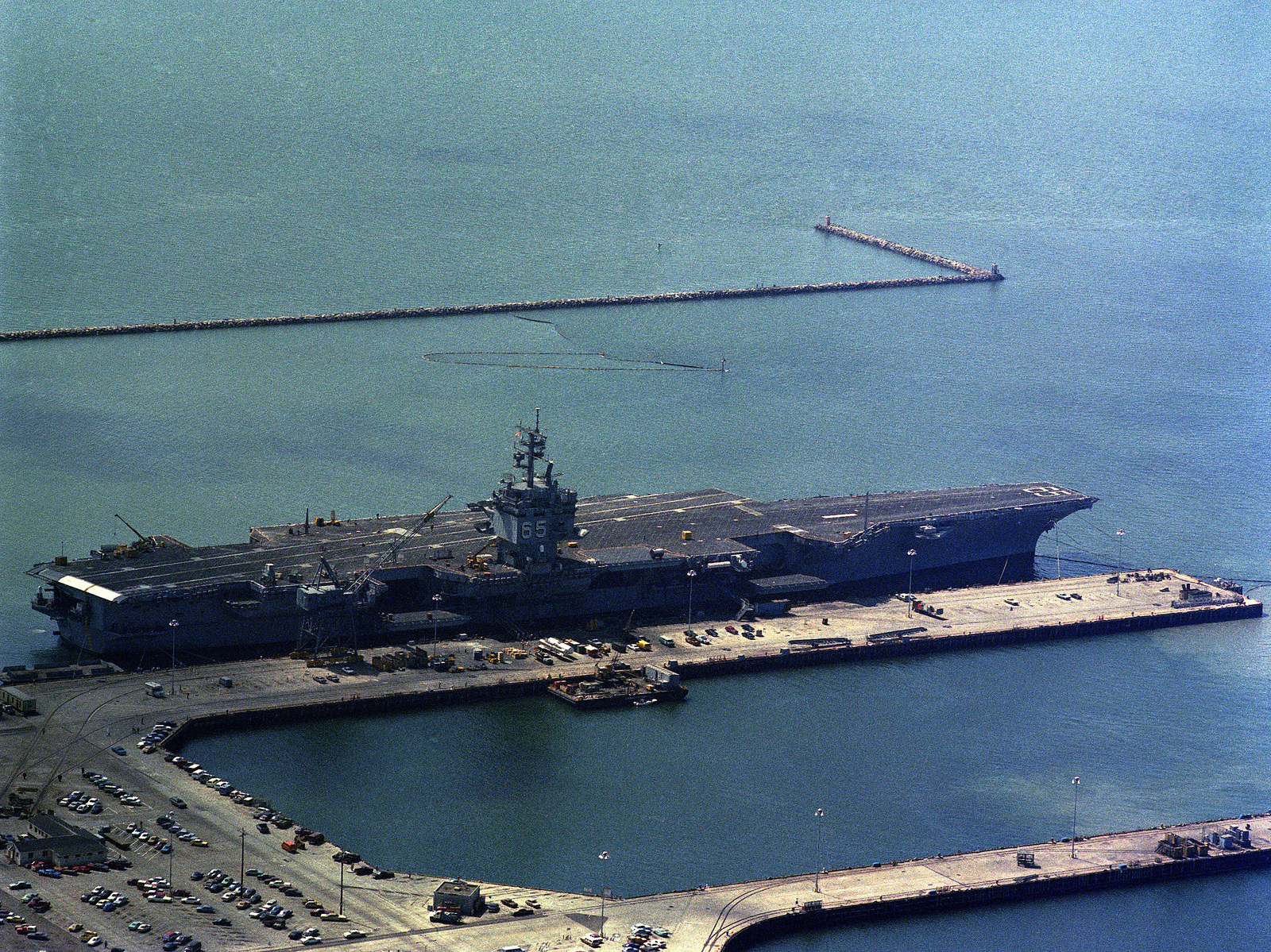 Aerial Starboard View Of The Nuclear Powered Aircraft Carrier Uss Enterprise Cvn 65 Moored At 6680