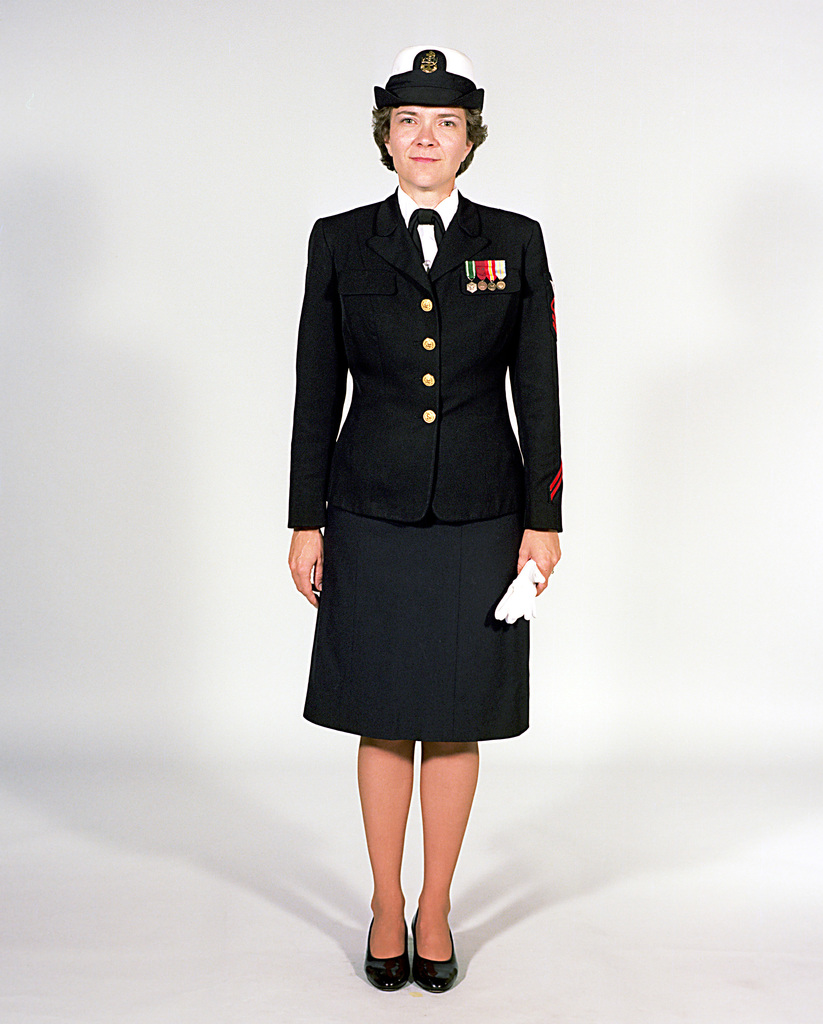 Navy Uniforms Women's Dinner Dress Blue, CHIEF PETTY Officer. 1984