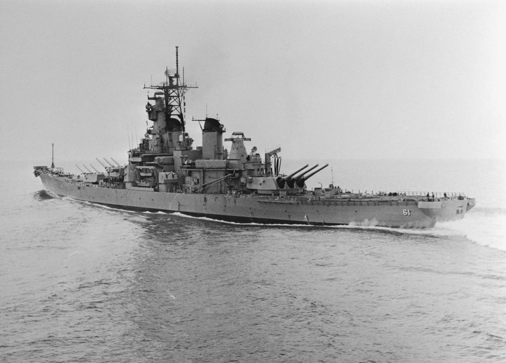 A Port Quarter View Of The Battleship USS IOWA (BB 61) Underway During ...