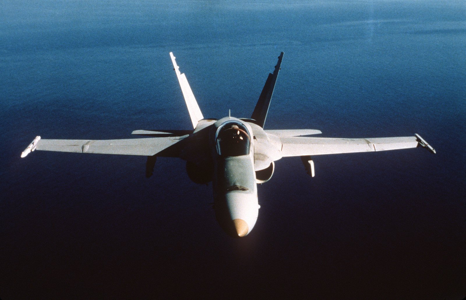 An Air-to-air Front View Of An F A-18 Hornet Strike Fighter Aircraft 