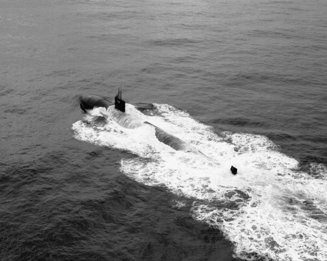 Aerial Port Quarter View Of The Los Angeles Class Nuclear Powered Attack Submarine Uss Salt Lake