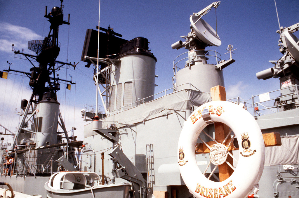 A View Of The Port Side On The Australian Destroyer HMAS BRISBANE (D 41 ...