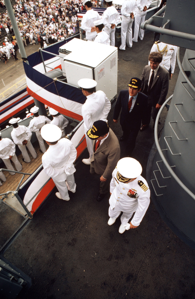 After the formal recommissioning ceremony for the battleship USS IOWA ...