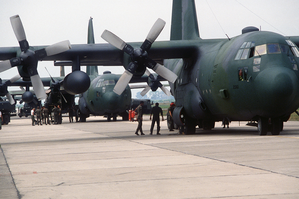 C 130 Hercules Aircraft Are Serviced On The Flight Line During Exercise Granadero I Picryl Public Domain Search