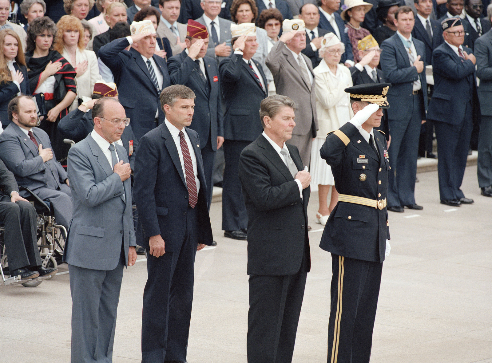 President Ronald Reagan participates in the internment ceremony for the ...