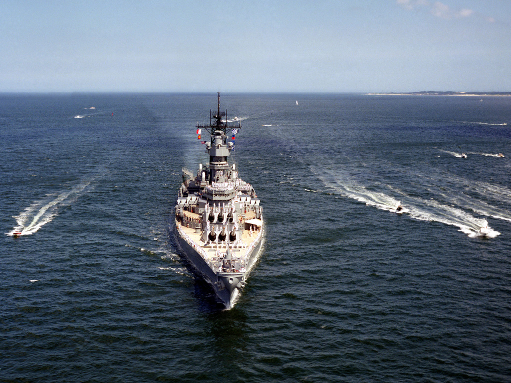 A Bow View Of The Battleship Uss Iowa Bb 61 Arriving At Norfolk Virginia With Its Crew