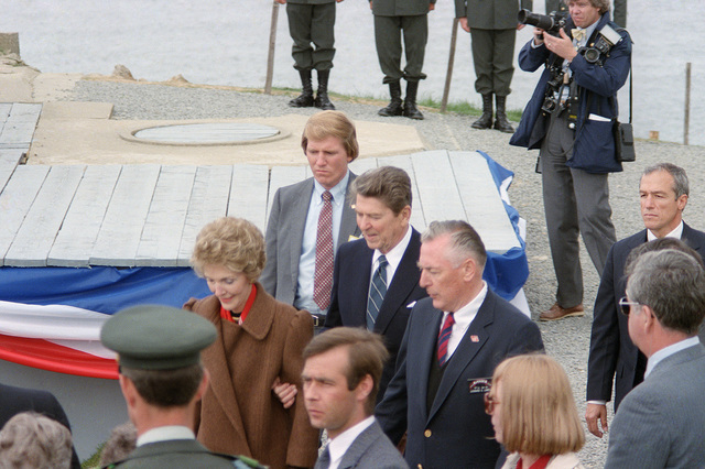 President And Mrs Ronald Reagan Tour Omaha Beach During A Ceremony Commemorating The 40th 