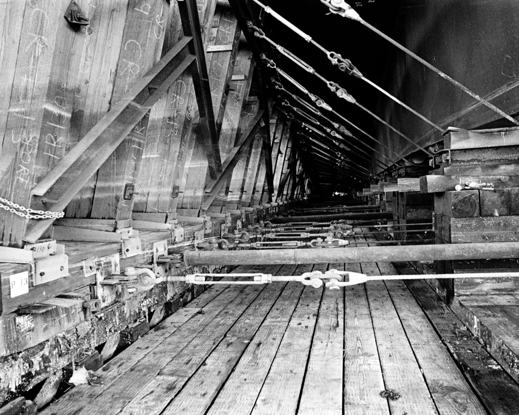 Aft keel block and port cradle supporting the dock landing ship USS ...