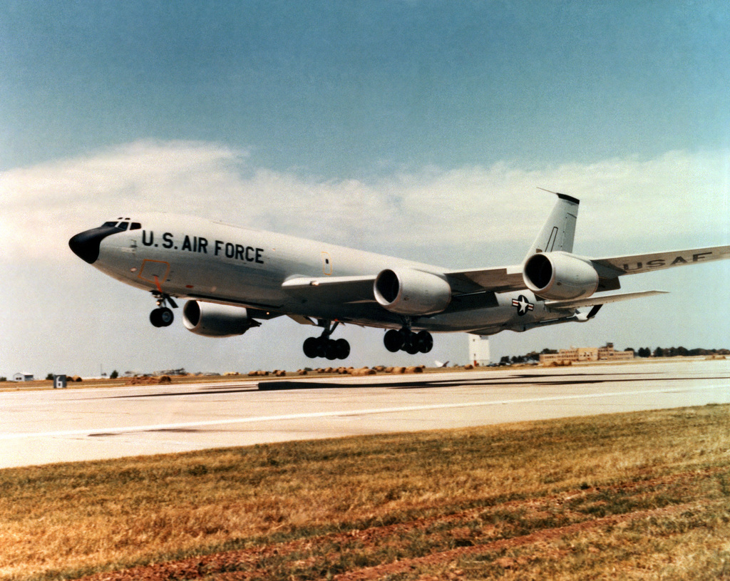 A Left Front View Of A Kc 135r Stratotanker Aircraft Taking Off The Aircraft Is Equipped With 7530