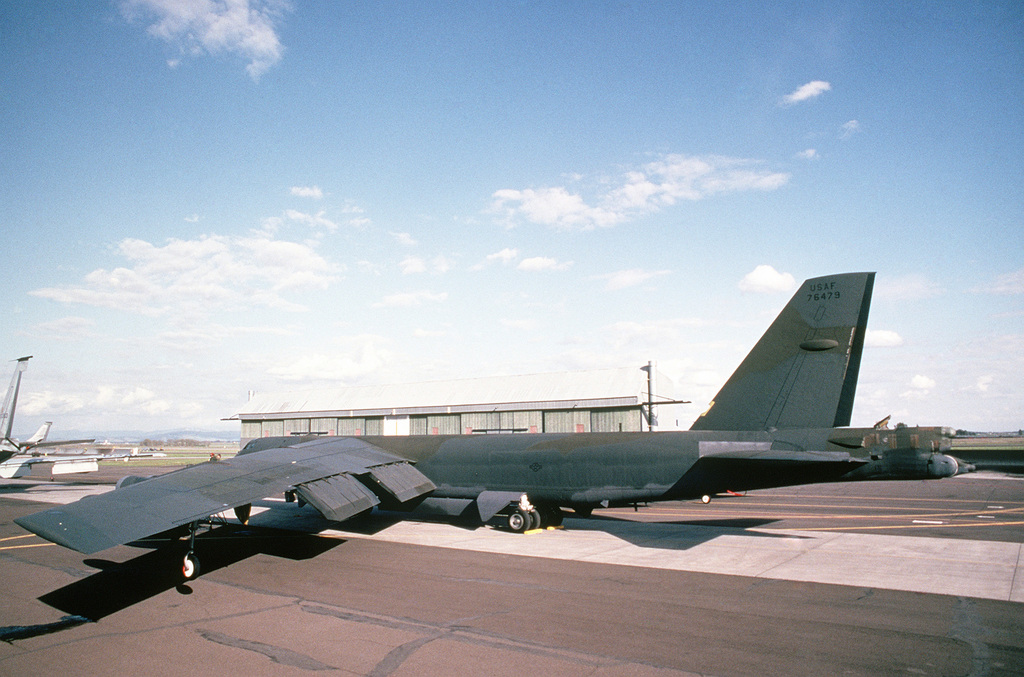 A Left Rear View Of The 92nd Bombardment Wing's New Camouflaged B-52G ...