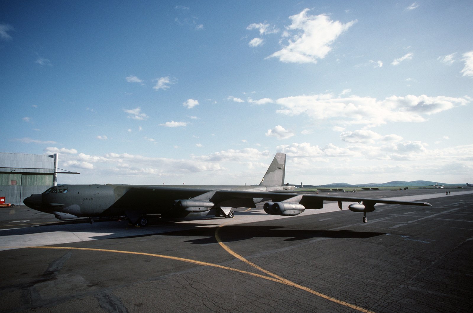 A Left Side View Of The 92nd Bombardment Wing's New Camouflaged B-52G ...