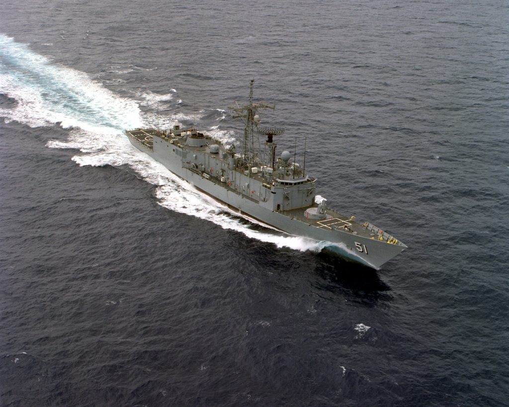 An Aerial Starboard Bow View Of The Oliver Hazard Perry Class Guided ...