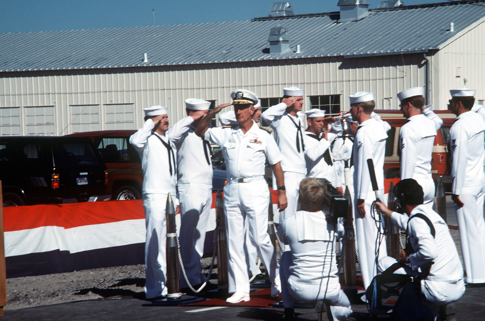 A Flag Officer Arrives For The Commissioning Ceremony For The Naval ...