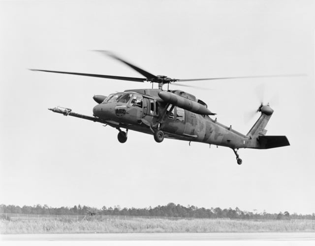 A left front view of a full-scale development prototype of the HH-60A ...