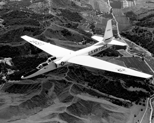 An air-to-air left front view of a TR-1B two-seat training version of ...