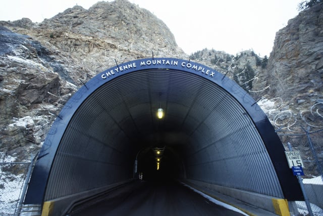 The tunnel entrance to the North American Air Defense (NORAD) Space ...