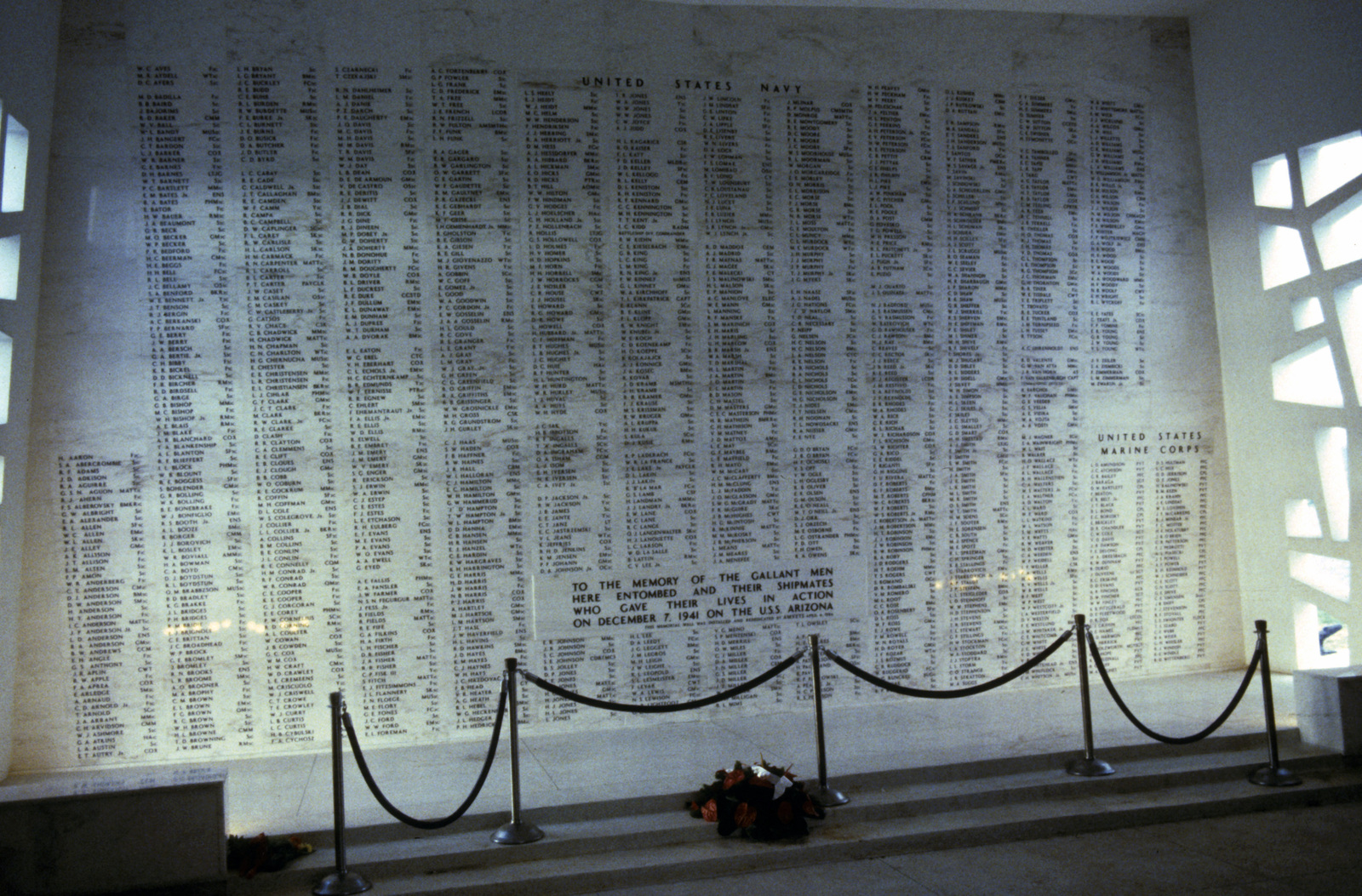 The Shrine Room At The Uss Arizona Memorial Showing A Roll Call Of The 