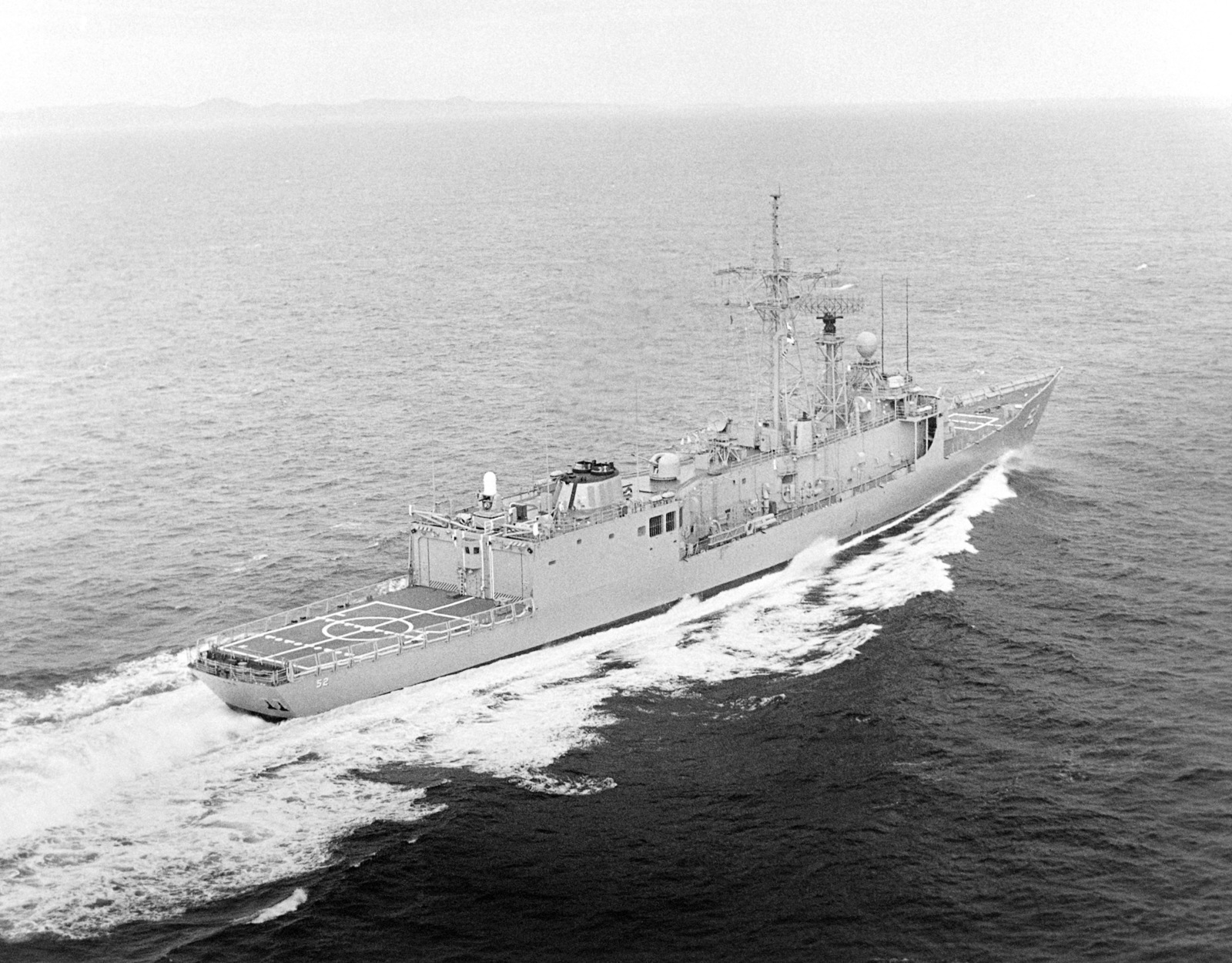 Elevated Starboard Quarter View Of The Oliver Hazard Perry Class Guided Missile Frigate Uss Carr