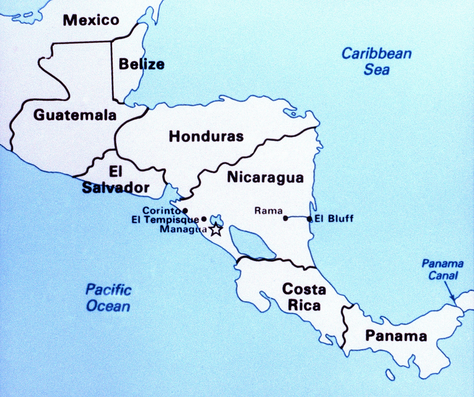 Никарагуа и Гватемала на карте