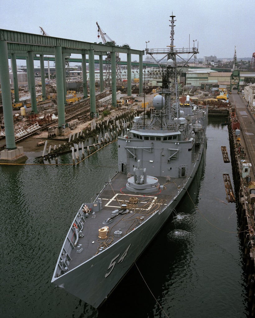 An Elevated Port Bow View Of The Amidships Section Of The Guided ...