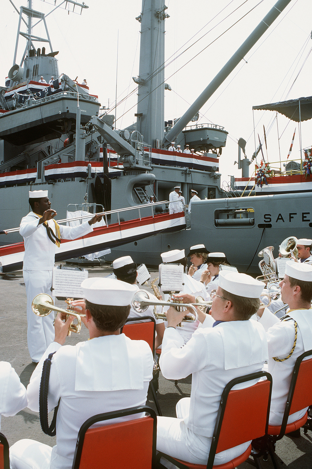 The Great Lakes Naval Training Center Service School Command Band Plays Prior To The Commissioning Ceremony For The Salvage Ship Uss Safeguard Ars 50 U S National Archives Public Domain Image - roblox the uss farragut billon