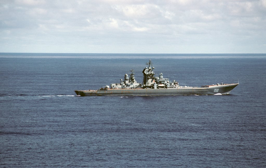 Aerial Starboard Beam View Of The Soviet Kirov Class Guided Missile ...