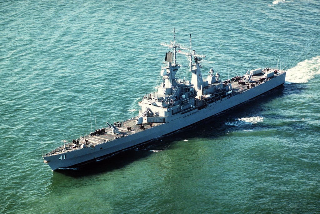 An Elevated Port Bow View Of The Nuclear-powered Guided Missile Cruiser 