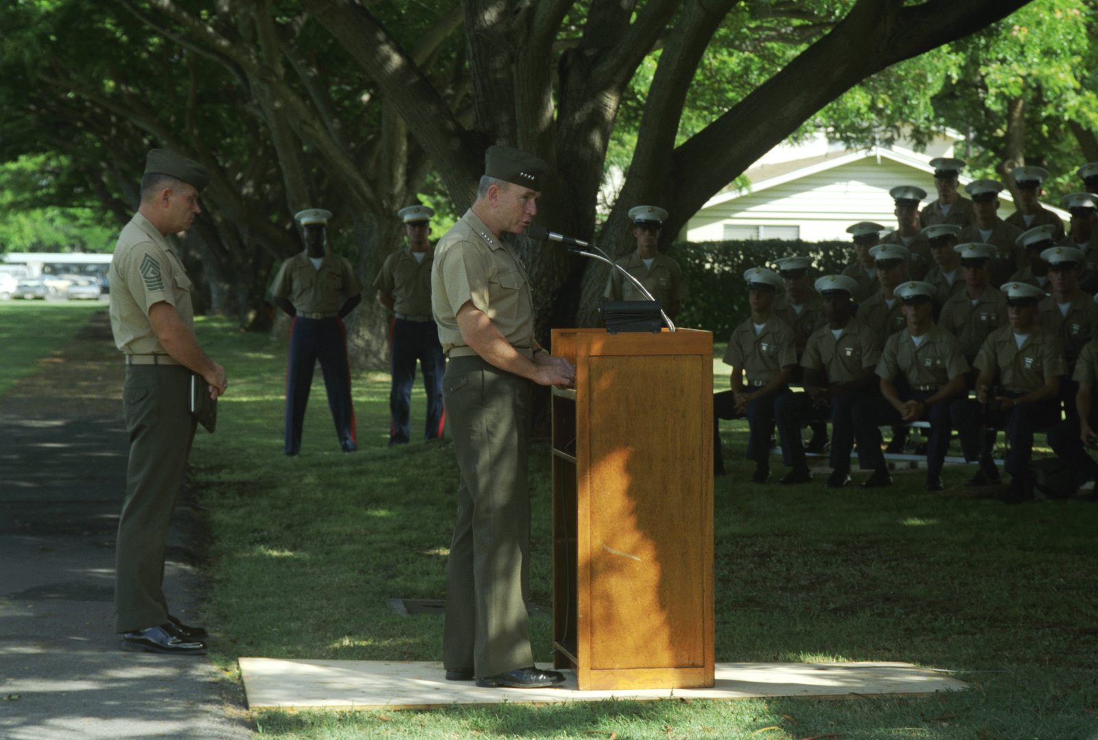 General Gen P X Kelley Commandant Of The Marine Corps Addresses Marines At The Marine Barracks During