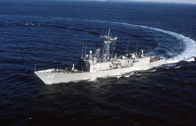 The SPS-49 Air Search Radar Antenna On The Guided Missile Frigate USS ...