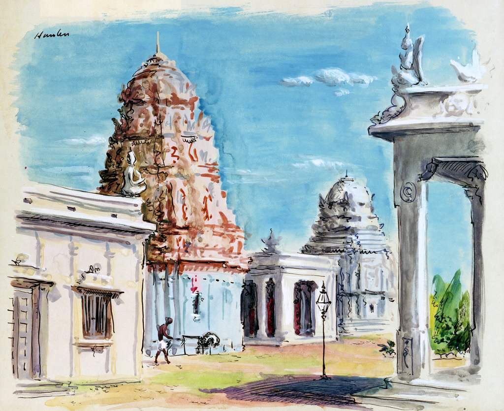 Enchanting Temple Bells Drawing by Vishwanath Bhat | Saatchi Art