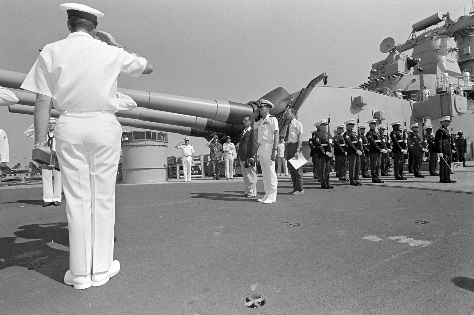 Captain (CAPT) Gerald E. Gneckow, commanding officer of the battleship ...