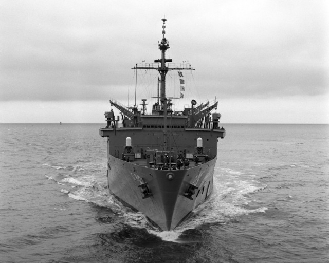 An aerial port beam view of the aircraft carrier USS ...